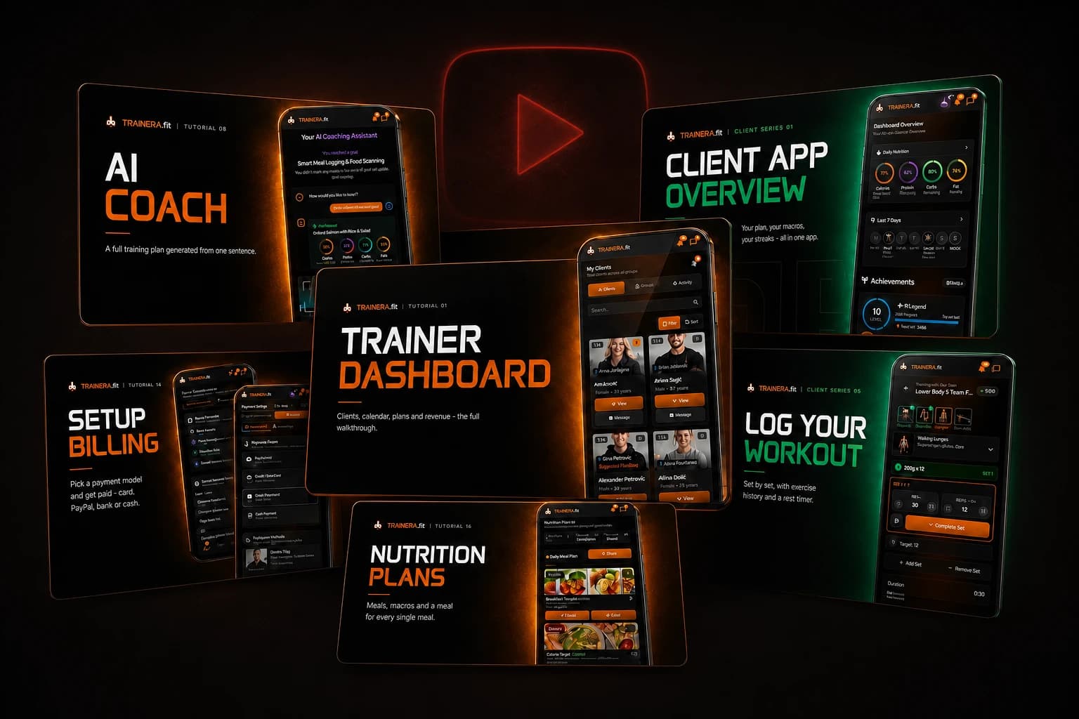 Trainera video tutorials - episode thumbnails for the trainer and client series